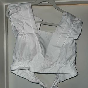 DO + BE Open Back Shirt with Tie Behind Back Size S Color White